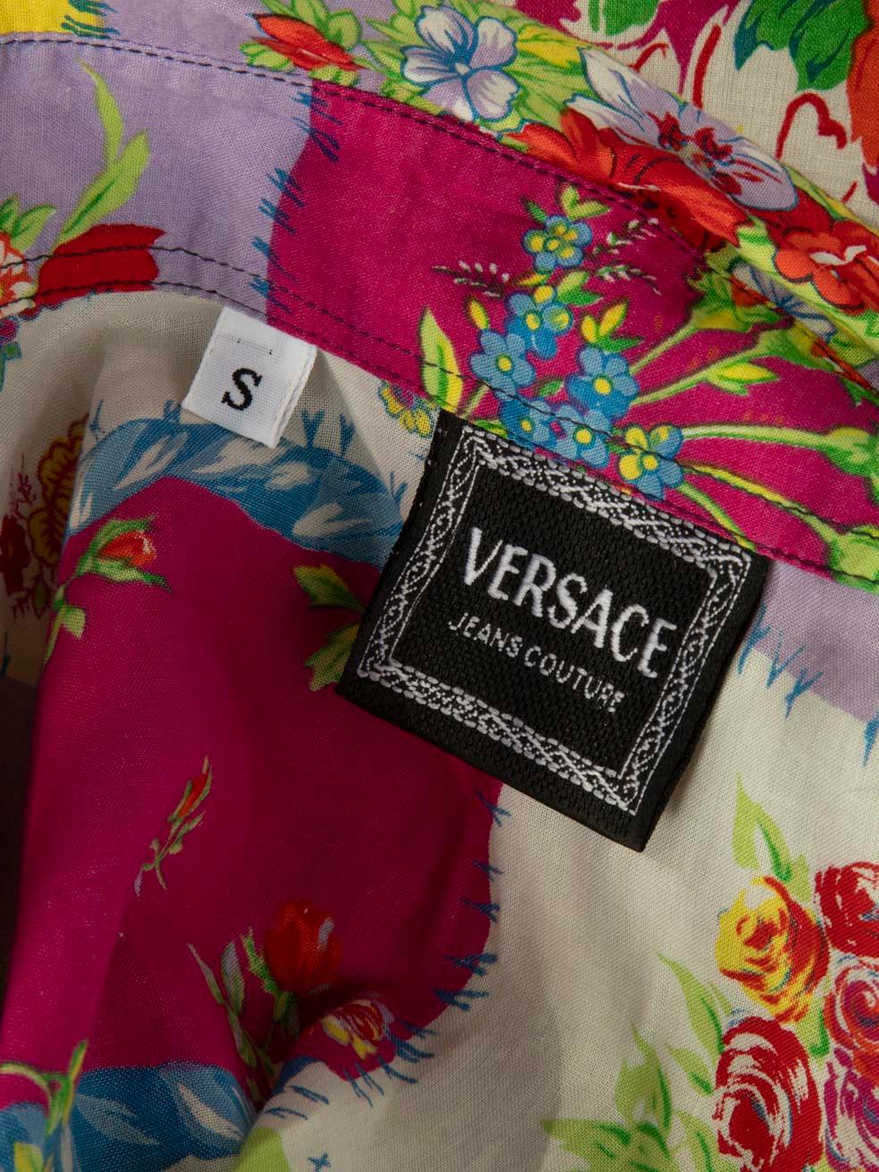 Women's Versace Floral Patchwork Print Shirt Size S For Sale