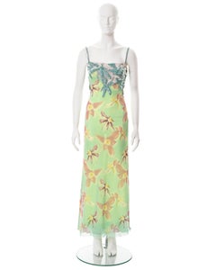 Versace floral printed tulle and metal mesh evening dress, ss 1999