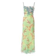Versace floral printed tulle and metal mesh evening dress, ss 1999