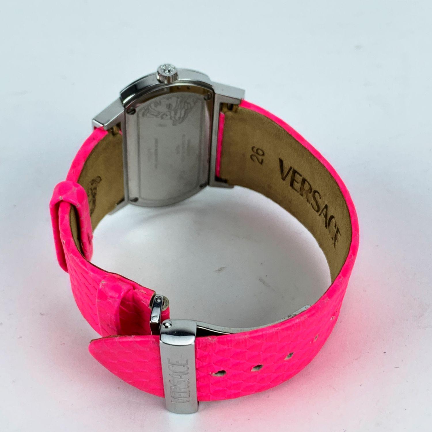 Women's Versace Fluo Pink Fuchsia PSQ 99 Ladies Hippodrome Wrist Watch