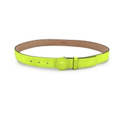 Versace Fluo Yellow Leather Medusa Logo Buckle Belt Size 90/36