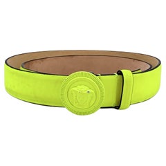 Cintura con fibbia Medusa in pelle giallo fluo Versace taglia 90/36