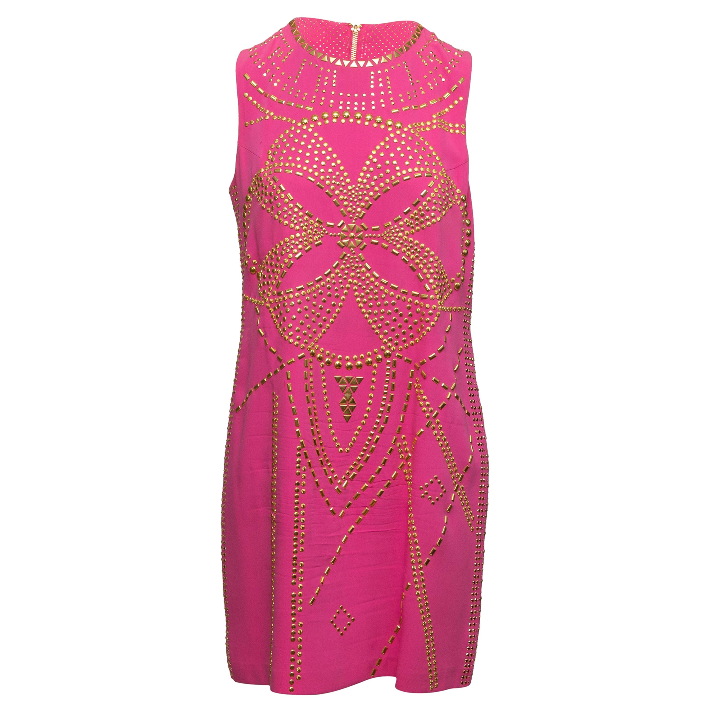 Versace for H&M Hot Pink Sleeveless Studded Dress