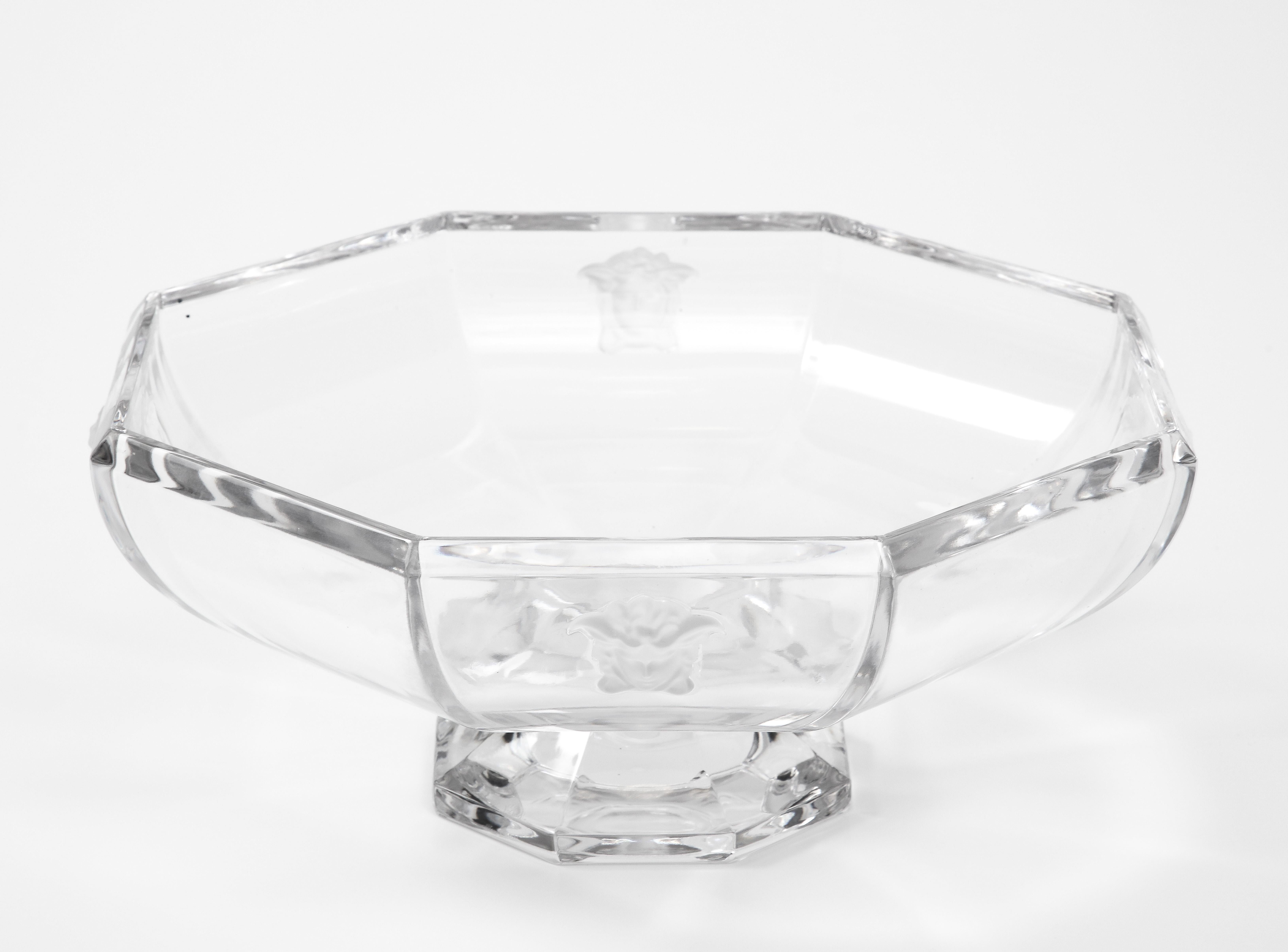 Mid-Century Modern Versace For Rosenthal Medusa Crystal Bowl For Sale