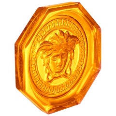 Versace for Rosenthal Medusa Lumiere Amber Crystal Coaster Limited Edition