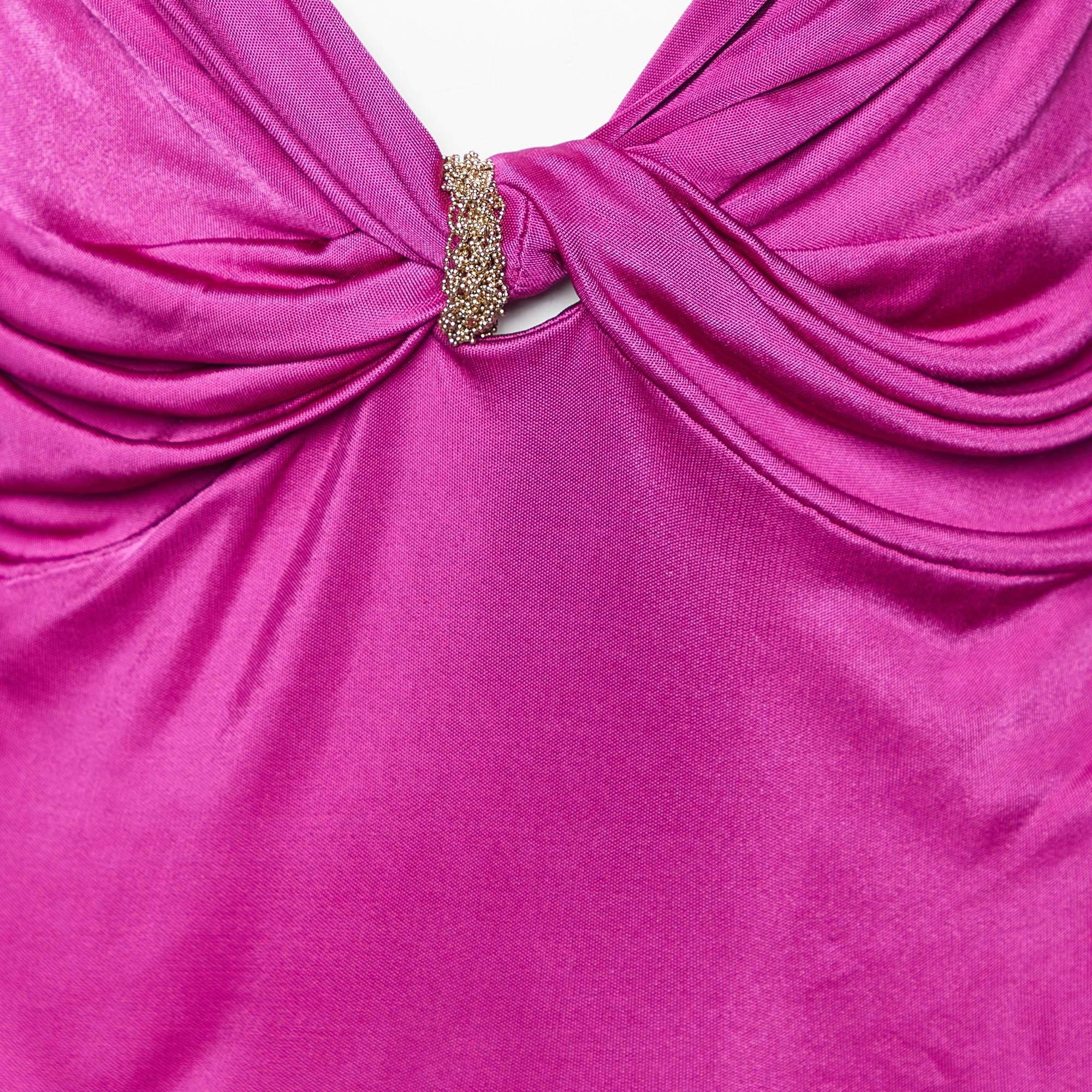 Ärmelloses Top von Versace aus Jersey in Fuchsia und Rosa mit Knotendetail, L (Pink) im Angebot