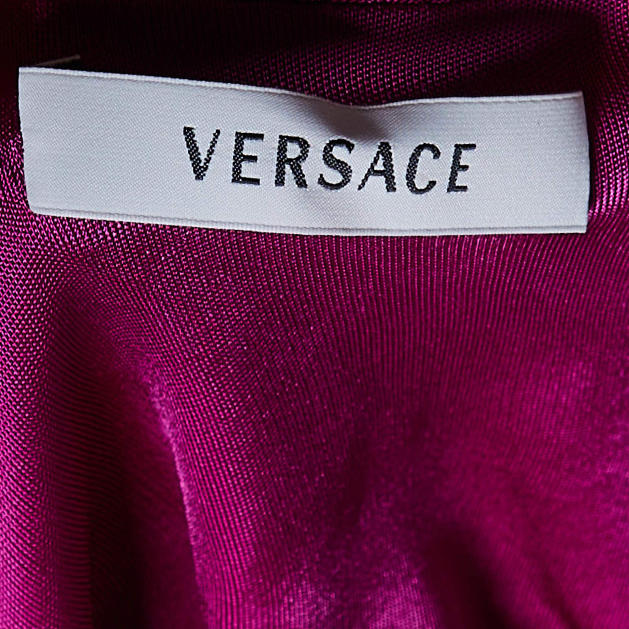 Ärmelloses Top von Versace aus Jersey in Fuchsia und Rosa mit Knotendetail, L im Zustand „Neu“ im Angebot in Dubai, Al Qouz 2