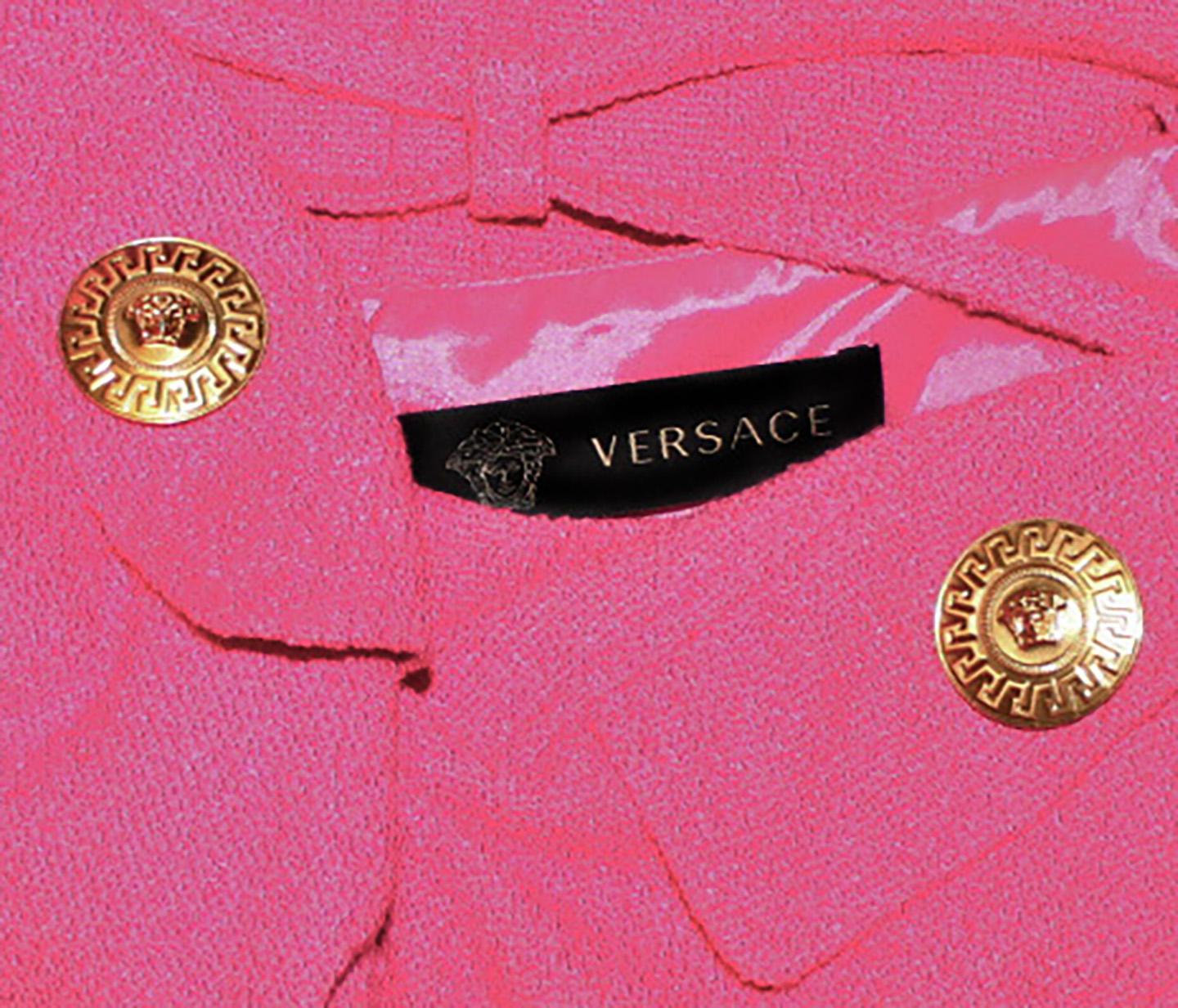 Women's Versace Fuschia Crisscross Strap Dress 48 EU