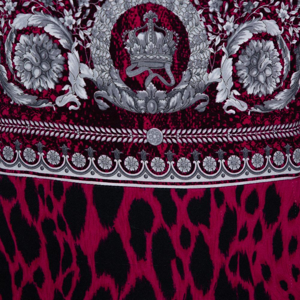 Women's Versace Fuschia Pink Animal & Baroque Print Sheath Dress M