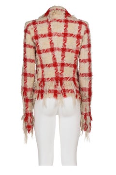 VERSACE FW 04 Iconic and rare tartan fringed jacket by Donatella Versace