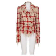 VERSACE FW 04 Iconic and rare tartan fringed jacket by Donatella Versace