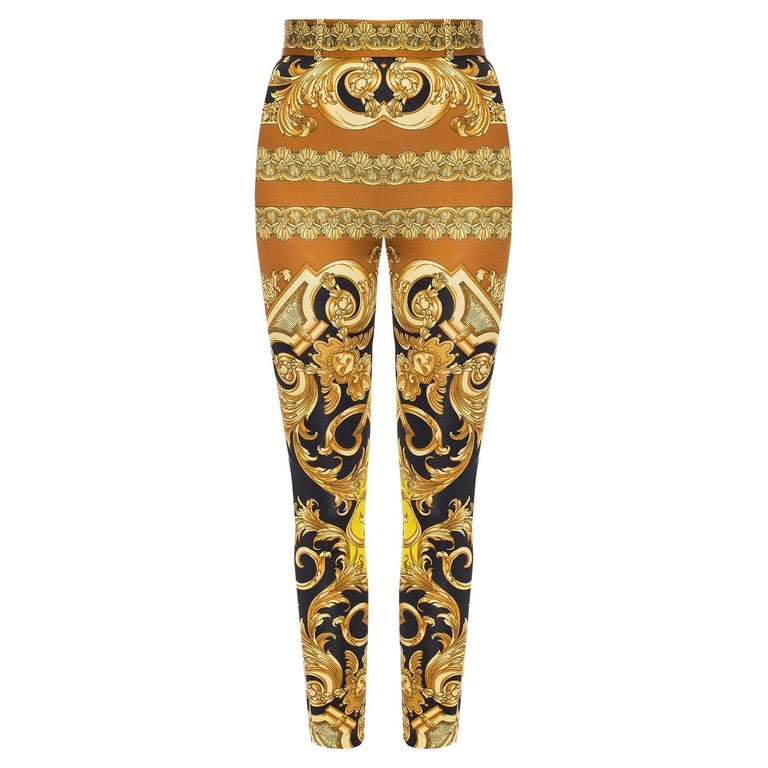 Versace FW19 Barocco Femme Print Formal Knit Leggings Size 38 For Sale at  1stDibs