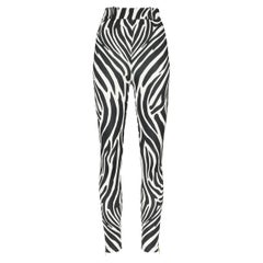 Versace FW19 Black and White Zebra Print Formal Knit Leggings Size 38