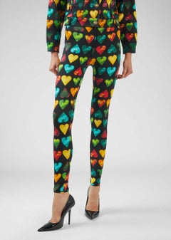 Versace FW19 "Love Versace" Print Multicolor Hearts Leggings Size 36