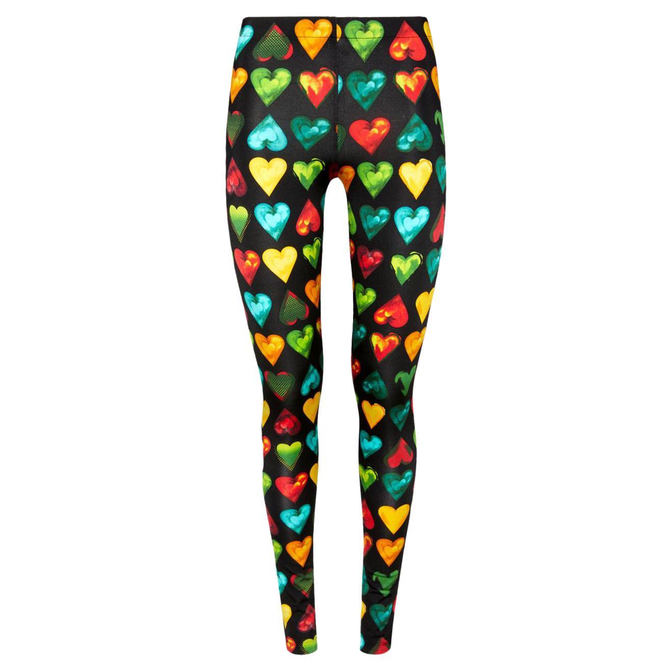 Versace FW19 ""Love Versace"" Print Multicolor Hearts Leggings Größe 36 im Angebot