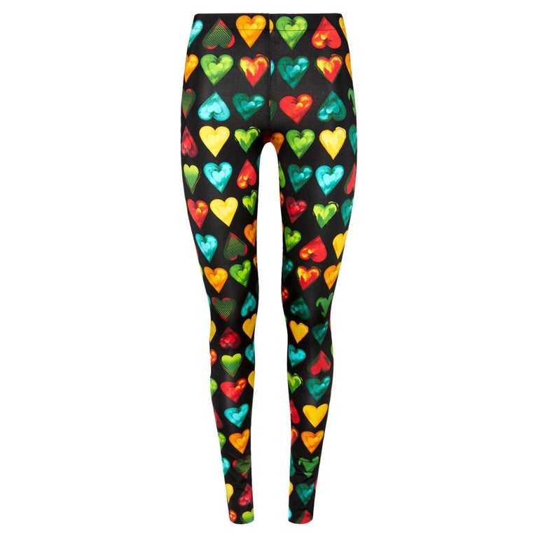 Versace FW19 Love Versace Print Multicolor Hearts Leggings Size 36 For  Sale at 1stDibs