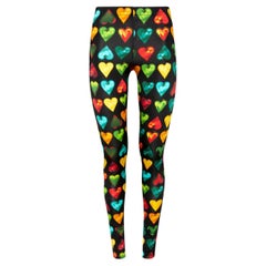 Versace FW19 "Love Versace" Print Multicolor Hearts Leggings Size 38