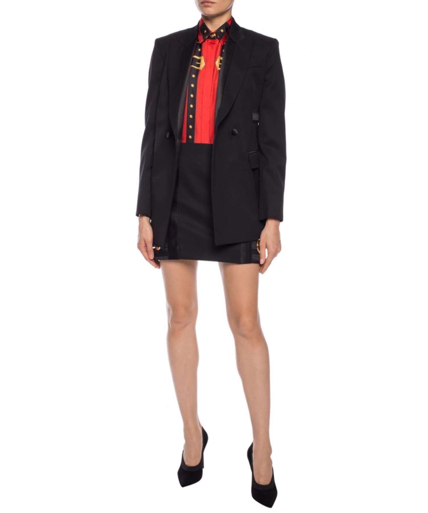 Versace FW19 Pasarela Chaqueta Blazer Negra de Lana 