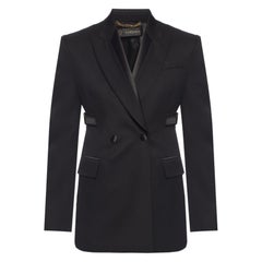 Versace FW19 Runway Schwarz Wolle "Bondage" Open Back Blazer Jacke Größe 40