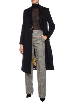Versace FW19 Laufsteg Graue Wollhose / Hose mit Hahnentrittmuster Größe 38