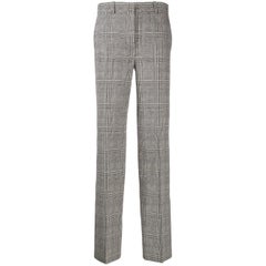 Versace FW19 Pantaloni a quadri in lana grigia a dente di cane Taglia 38