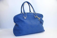 Versace Gianni Athena Vanitas Couture Greece Women Msml2 Blue Leather Satchel