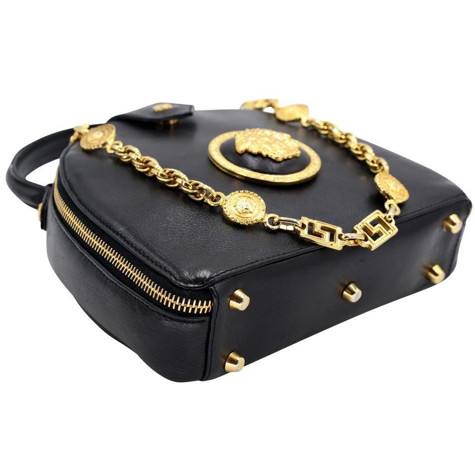 Black Versace Gianni Medusa Chain Link Leather Cross Body Bag VS-B0509P-0003