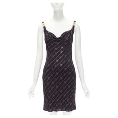 VERSACE Gianni Signature black pink crystal Medusa dress IT40 S