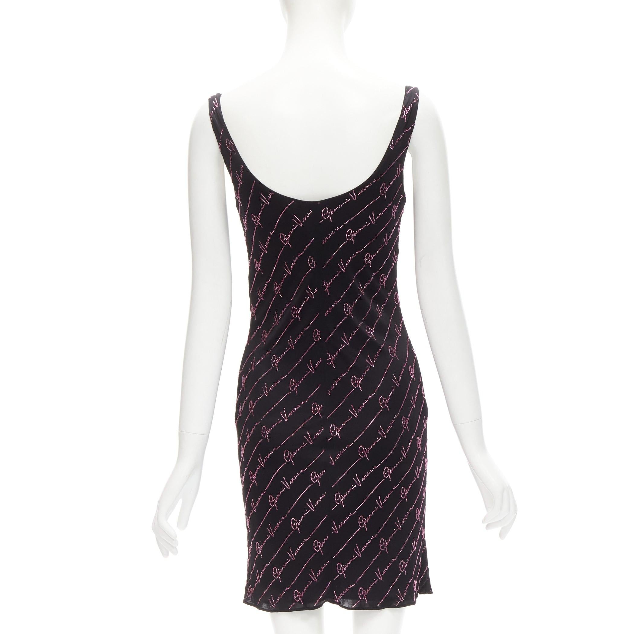 Women's VERSACE Gianni Signature black pink crystal Medusa mini dress IT38 XS For Sale