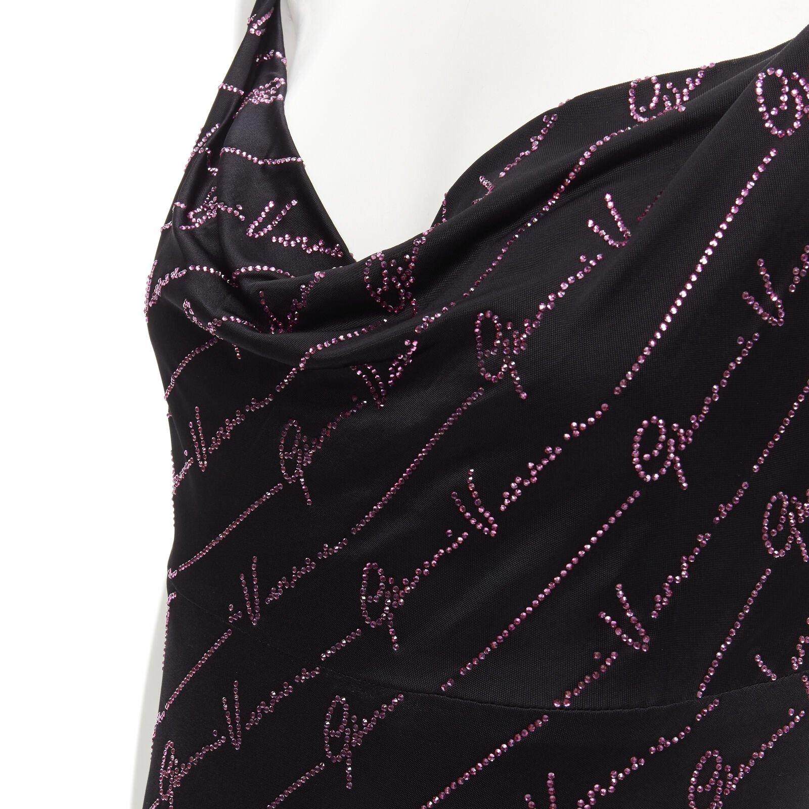 VERSACE Gianni Signature black pink crystal Medusa mini dress IT38 XS For Sale 3