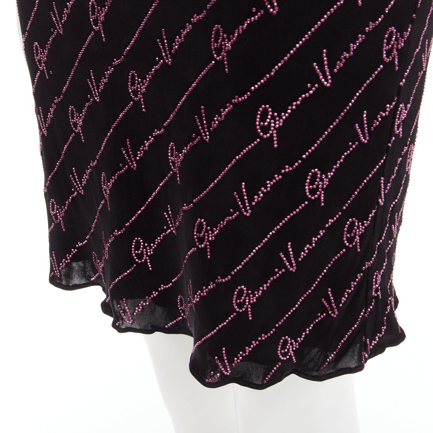 VERSACE Gianni Signature black pink crystal Medusa mini dress IT38 XS For Sale 3