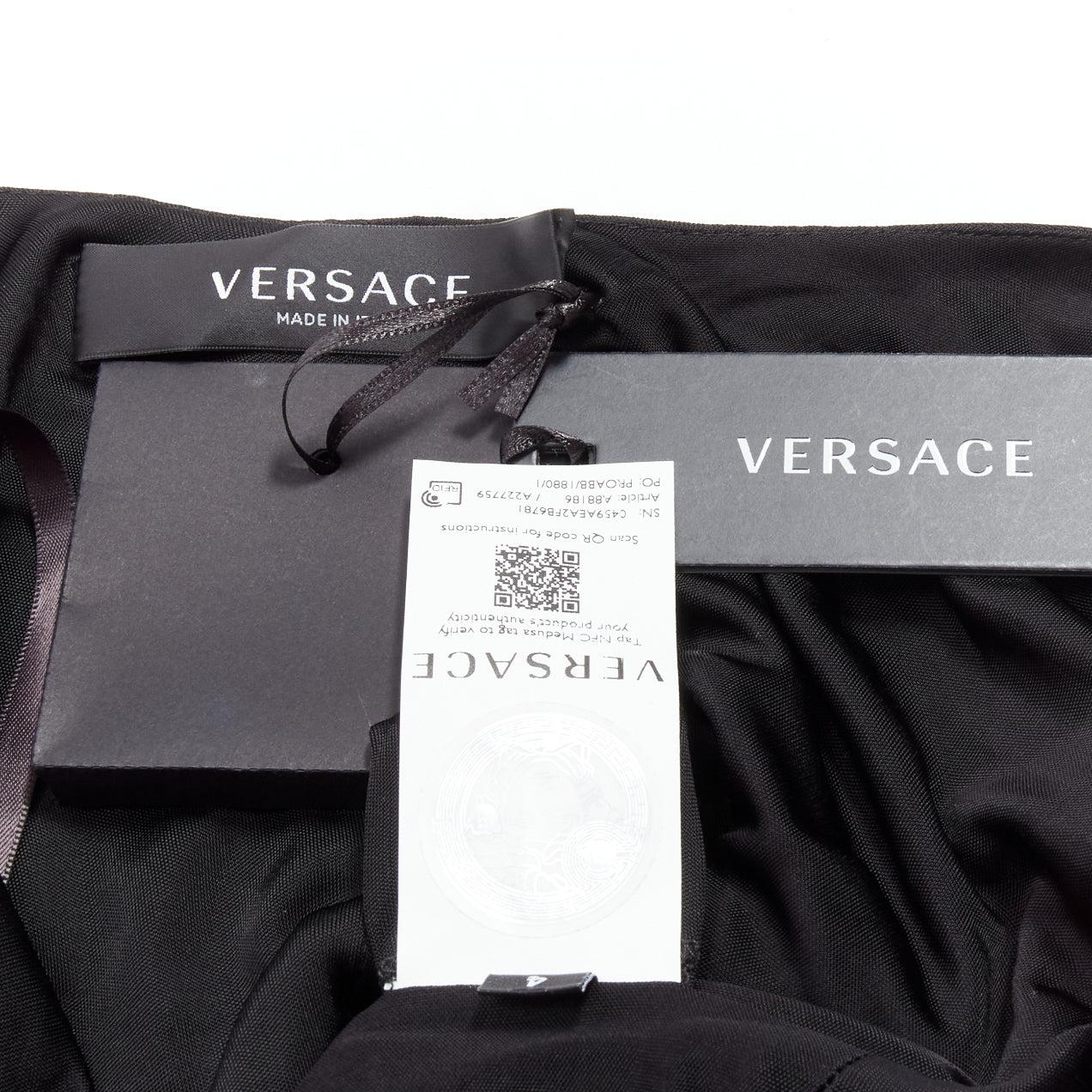 VERSACE Gianni Signature black pink crystal Medusa mini dress IT38 XS For Sale 4