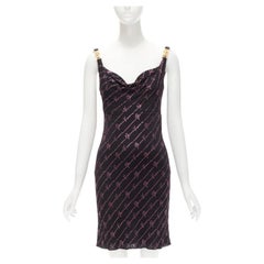 VERSACE Gianni Signature black pink crystal Medusa mini dress IT38 XS