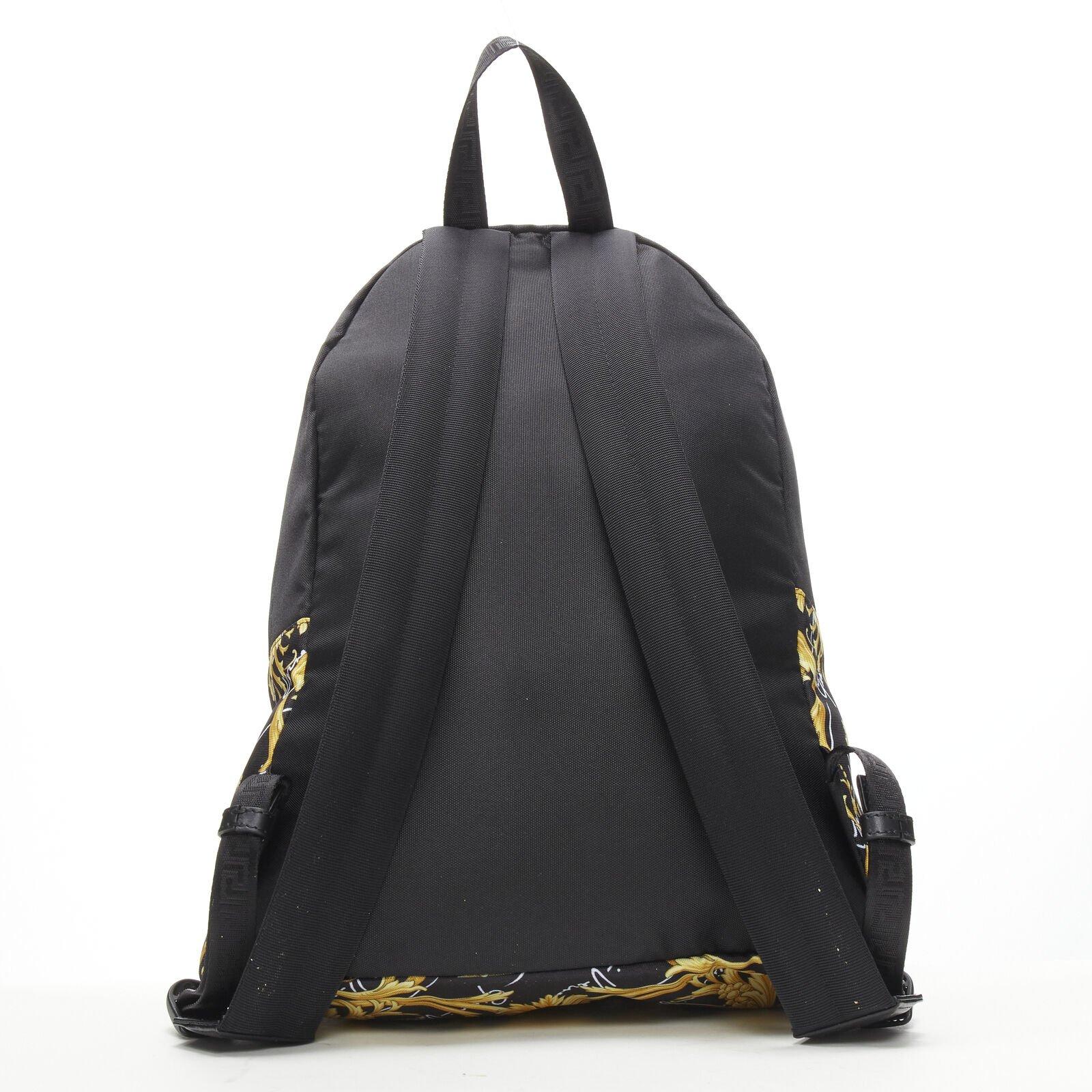 VERSACE Gianni Signature gold Barocco Virtus Medusa print nylon backpack bag For Sale 1