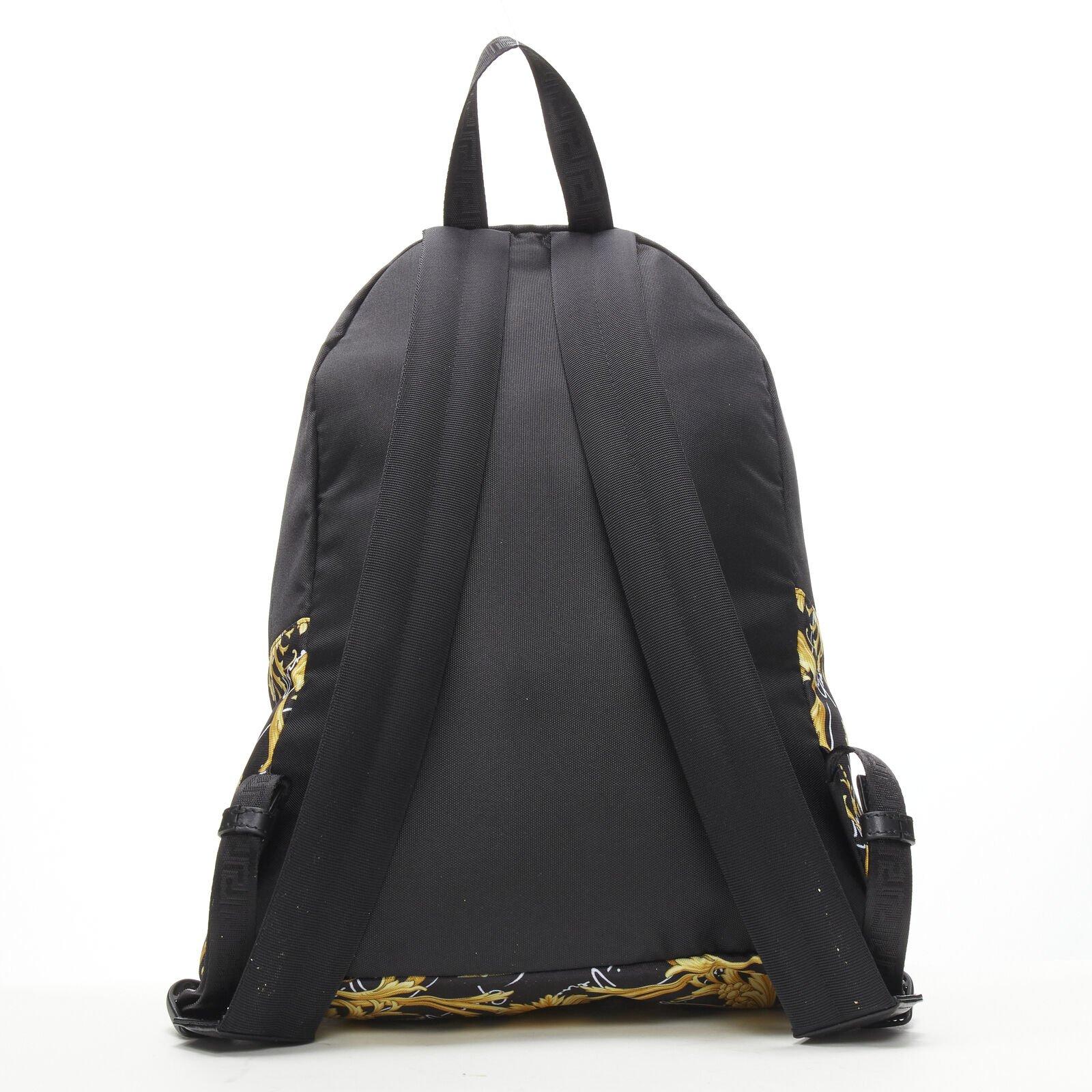 VERSACE Gianni Signature gold Barocco Virtus Medusa print nylon backpack bag Pour hommes en vente
