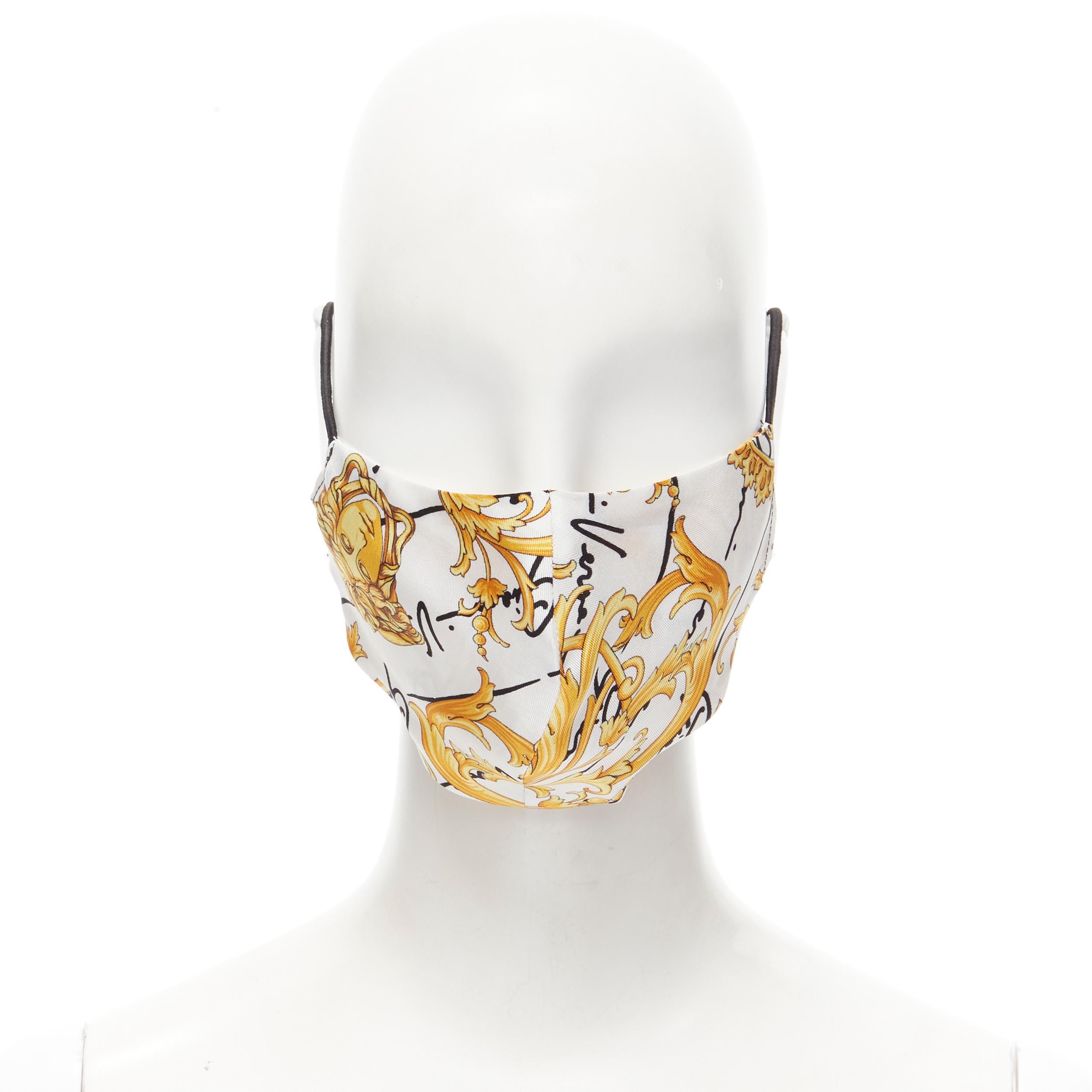 VERSACE Gianni Signature gold Medusa Baroque 100% silk face mask For Sale 3