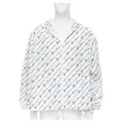 VERSACE Gianni Signature white black nylon hooded windbreaker IT54 2XL