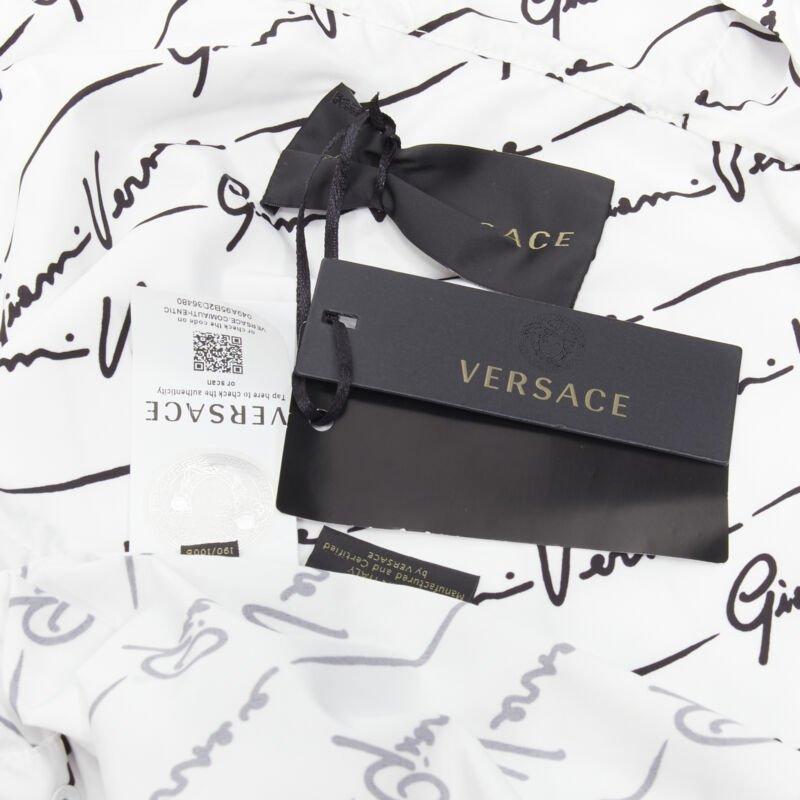 VERSACE Gianni Signature white black nylon hooded windbreaker jacket IT46 S For Sale 4