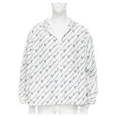 VERSACE Gianni Versace Chaqueta cortavientos con capucha de nailon blanco y negro IT50 L
