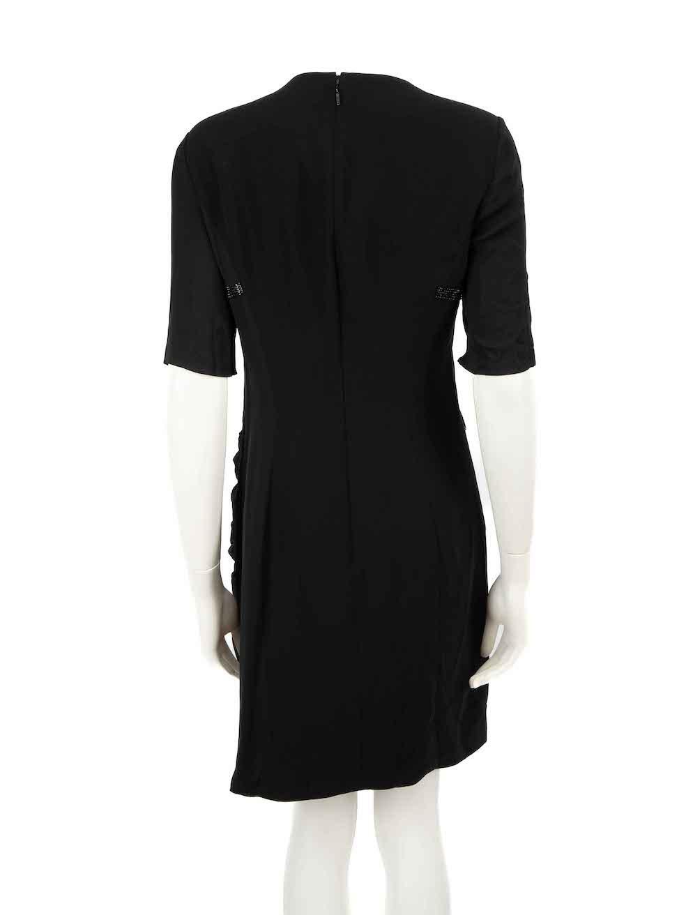 Versace Gianni Versace Vintage Black Silk Embellished Ruch Dress Size XL Bon état - En vente à London, GB