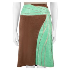 Versace Gianni Versace Vintage Brown Suede Python Leather Panelled Skirt Size M