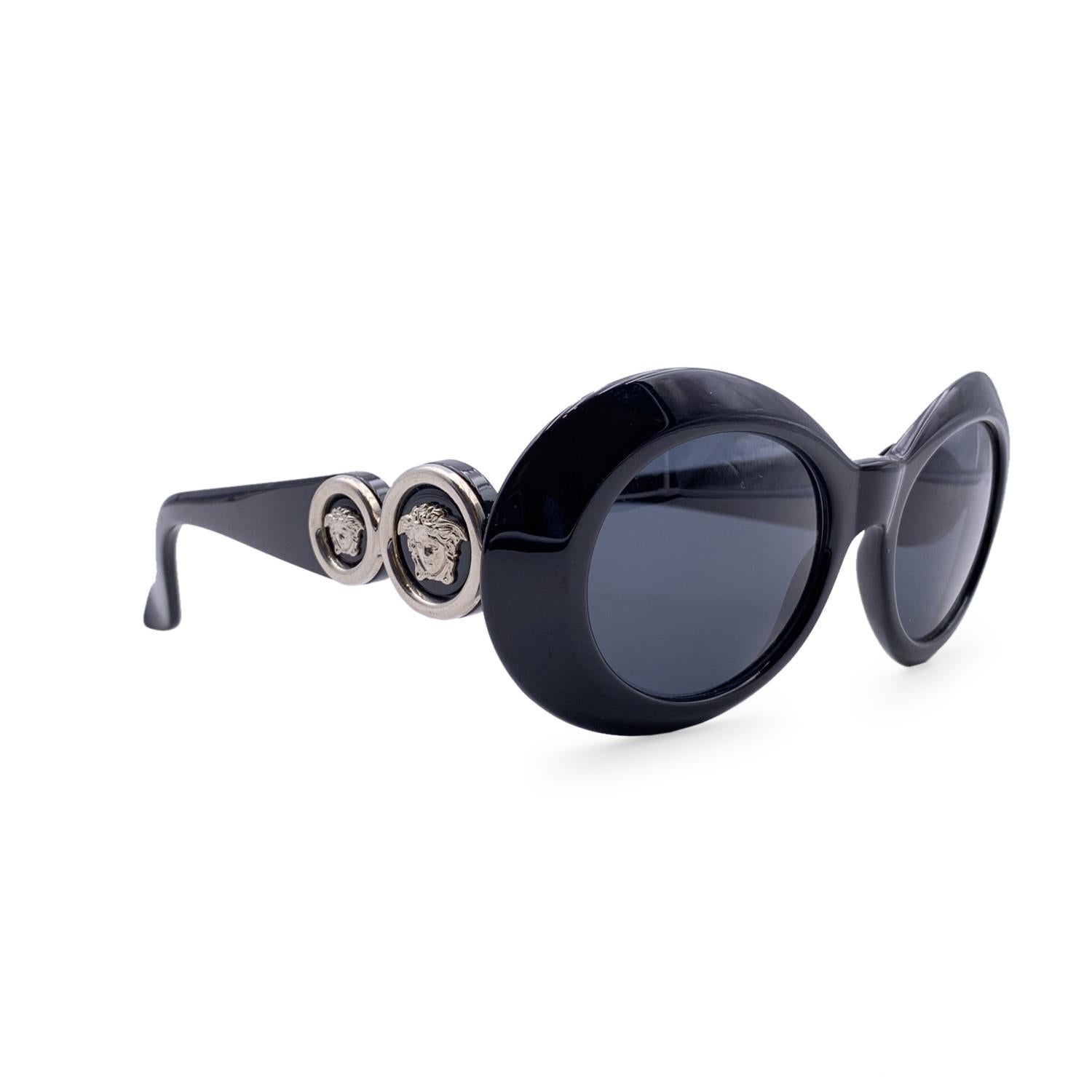Purple Versace Gianni Vintage Black Sunglasses Mod 418 Col N52 Silver Medusa