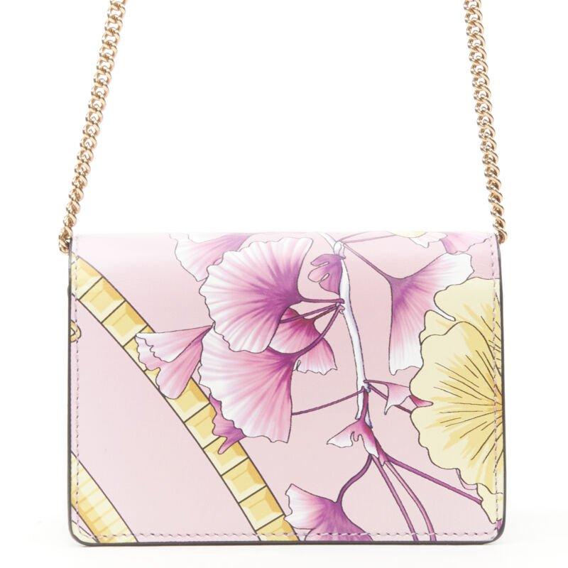 VERSACE Gingko Barocco rose or floral sac à bandoulière portefeuille en vente 1