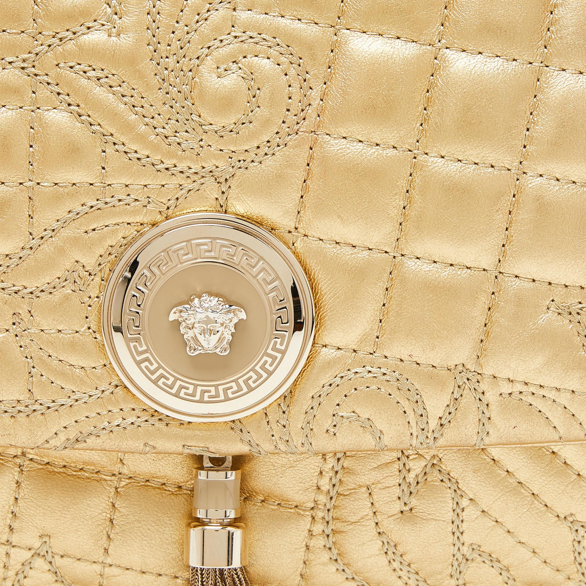 Versace Gold Barocco Leather Vanitas Medea Shoulder Bag 6