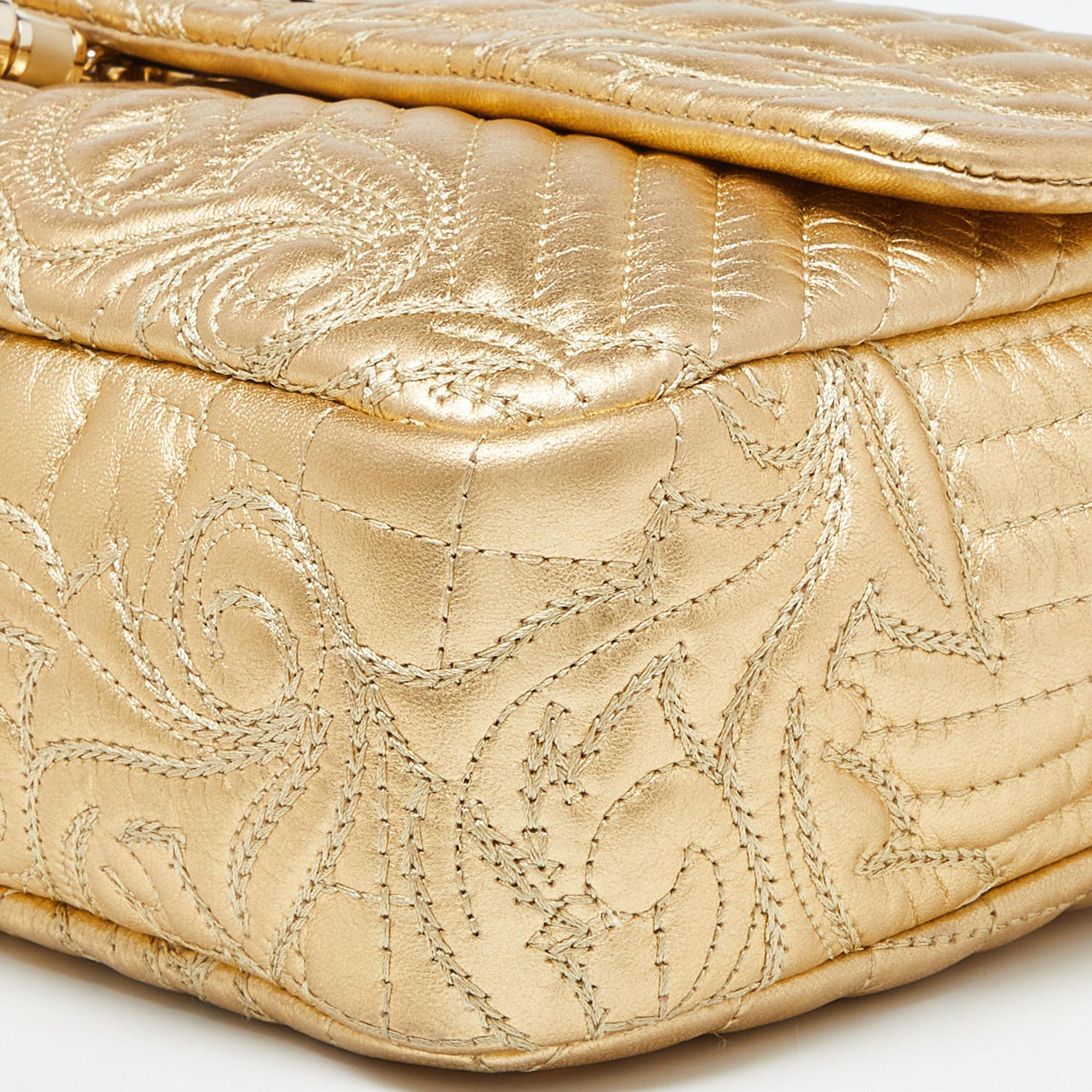 Versace Gold Barocco Leather Vanitas Medea Shoulder Bag 7