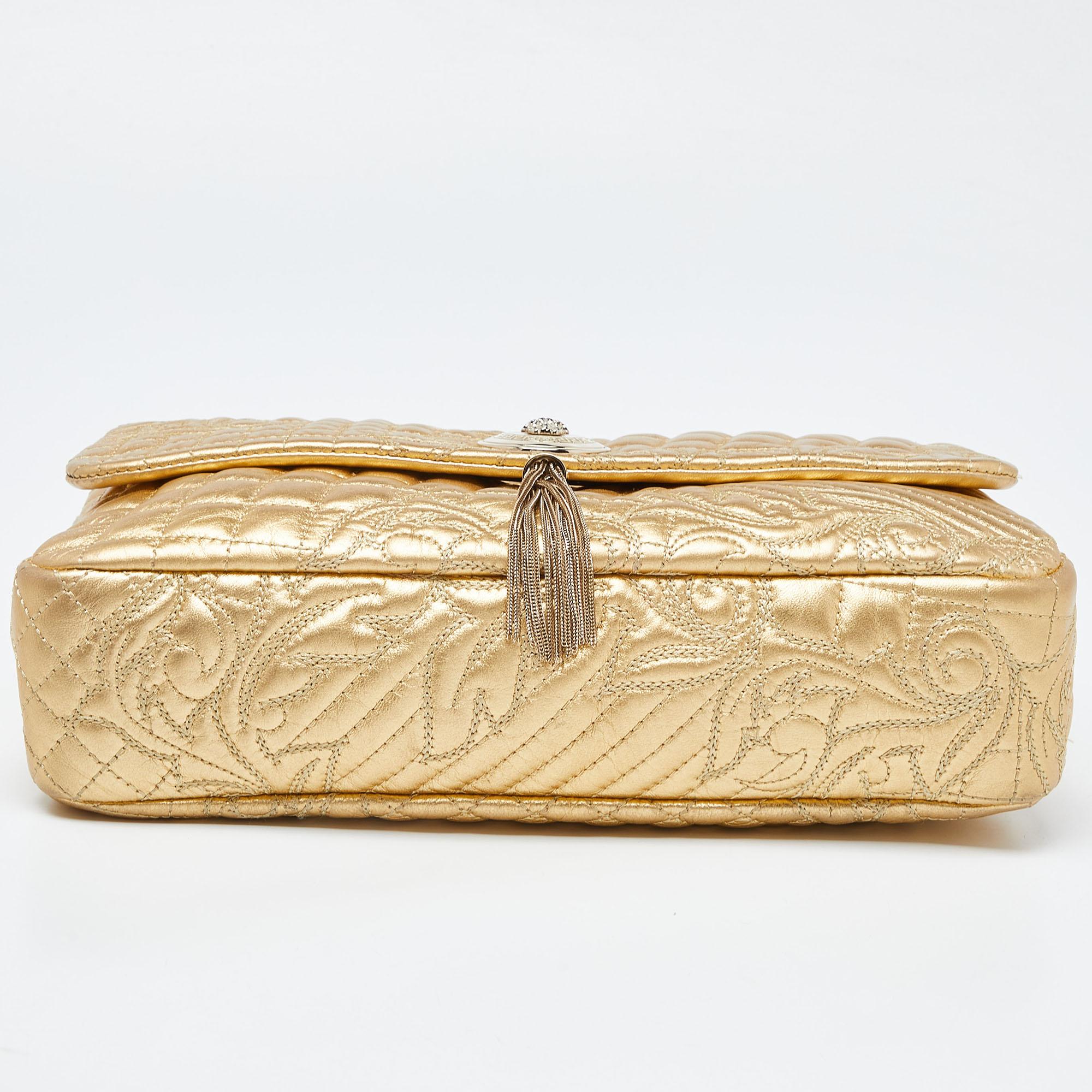  Versace Gold Barocco Leather Vanitas Medea Shoulder Bag Pour femmes 