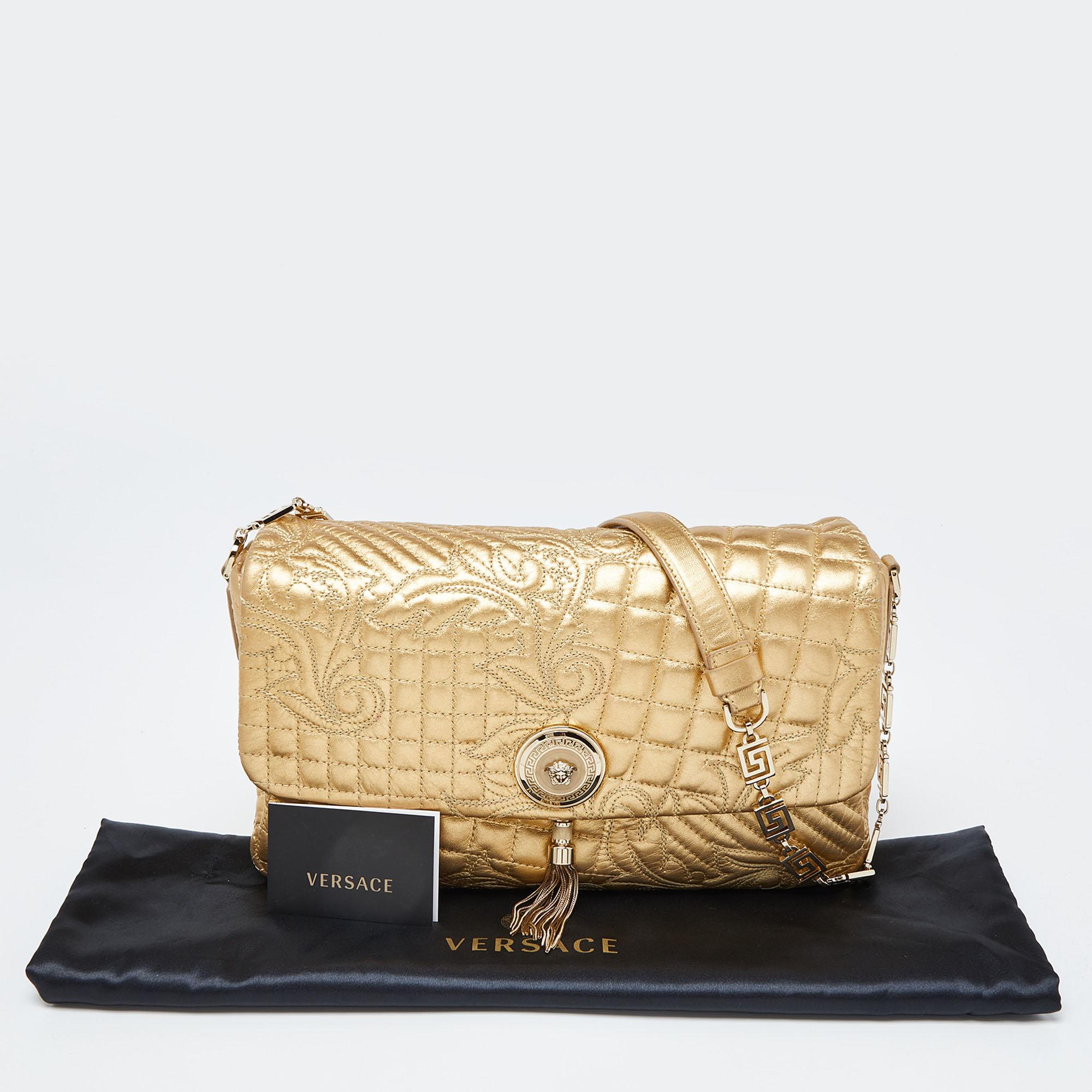 Versace Gold Barocco Leather Vanitas Medea Shoulder Bag 3