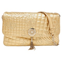 Versace Gold Barocco Leather Vanitas Medea Shoulder Bag