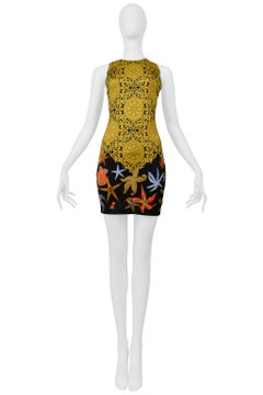 Versace Gold Baroque & Seashell Print Mini Dress