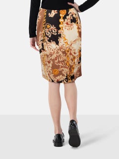 Versace Gold & Black Knee Length Skirt Size M